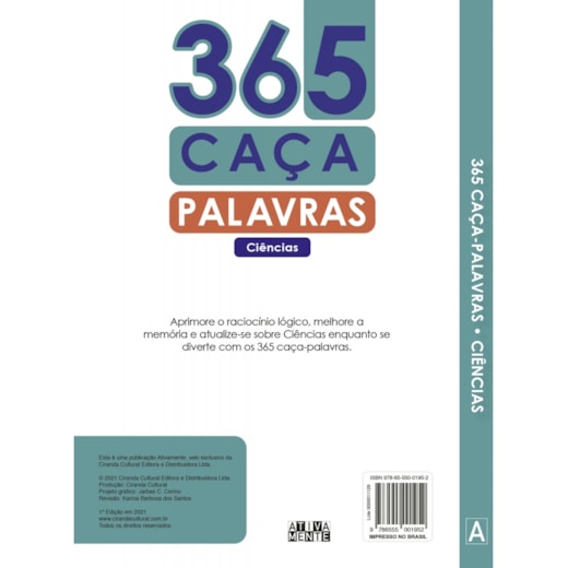 LIVRO INFANTIL 365 ATIVIDADES CACA-PALAVRAS ALFABETIZACAO CIRANDA