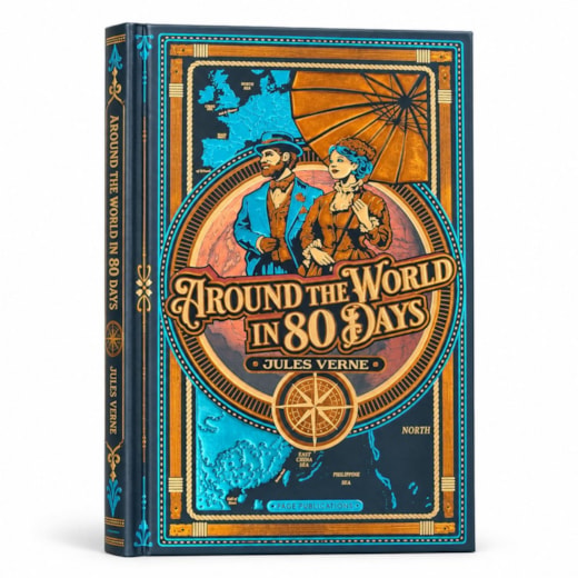Around the world in 80 days - Edição importada em inglês - Capa dura com relevo