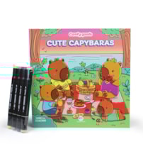 Colorir Cute Capybaras - Livro de colorir com 4 marcadores