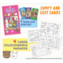 Comfy and Cozy 4 Cards para colorir e colecionar
