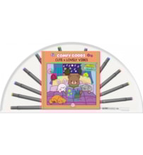Cute and lovely vibes - Livro para colorir com 12 canetinhas