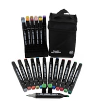 Kit Art Marker 24 Cores - Canetas Marcadoras Ponta Dupla