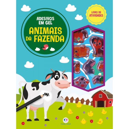 Livro Adesivos Animais da fazenda - Livro de atividades e adesivos em gel