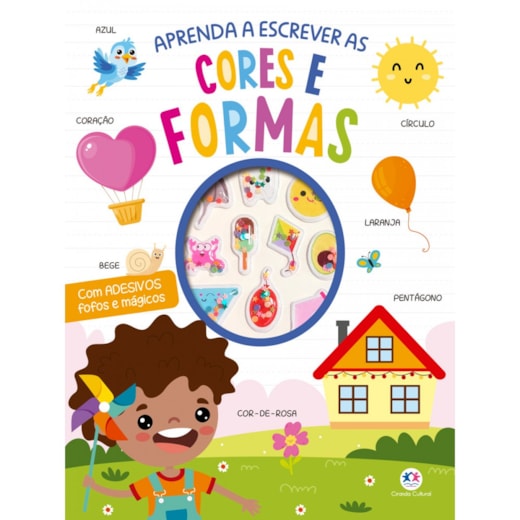 Livro Adesivos Aprenda a escrever as cores e formas