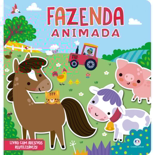 Livro Adesivos Fazenda Animada - Livro com adesivos reutilizáveis