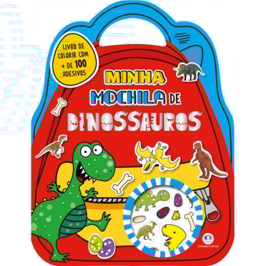 Livro Adesivos Minha mochila de dinossauros com adesivos e para colorir