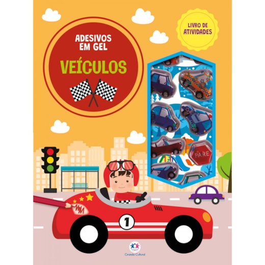 Livro Adesivos Veículos - Livro de atividades e adesivos em gel