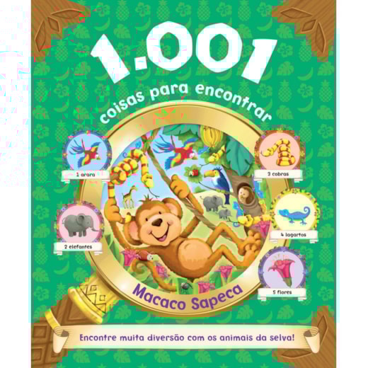 Livro Almofadado grande 1.001 coisas para encontrar - Macaco sapeca