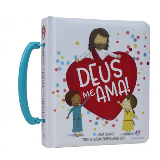 Livro Almofadado pequeno Deus me Ama! - Bíblia para crianças com alça maleta