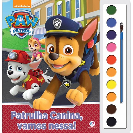 Livro Infantil Aquarela - Patrulha Canina - Vamos Nessa - Pintura Colorir