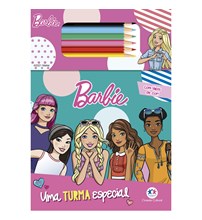 Livro Bloquinho + lápis de cor  Barbie - Uma turma especial