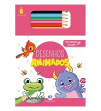 Livro Bloquinho + lápis de cor  Desenhos animados