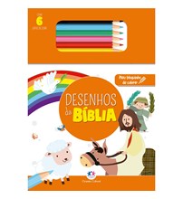 Livro Bloquinho + lápis de cor  Desenhos da Bíblia