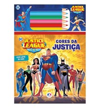 Livro Bloquinho + lápis de cor  Liga da Justiça - Cores da justiça
