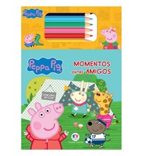 Livro Bloquinho + lápis de cor  Peppa Pig - Momentos entre amigos