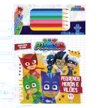 Livro Bloquinho + lápis de cor PJ Masks - Pequenos heróis e vilões Livro Bloquinho + lápis de cor PJ Masks - Pequenos heróis e vilões