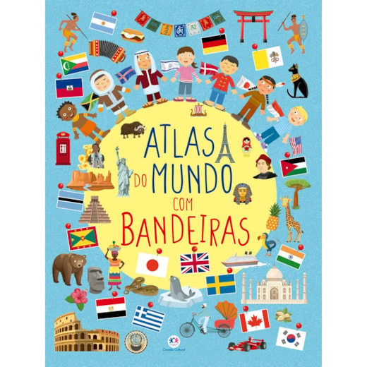 Livro Capa dura Atlas do mundo com bandeiras