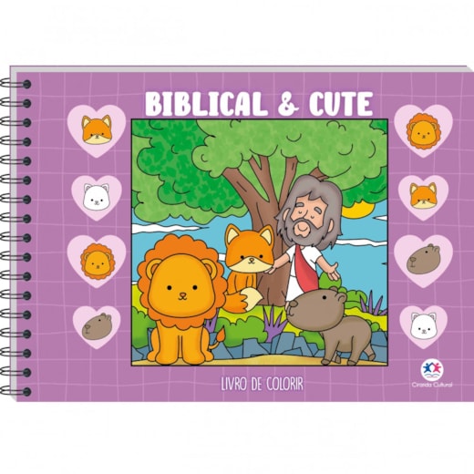 Livro Capa dura Biblical and Cute Violet - Para Colorir