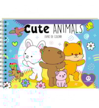 Livro Capa dura Cute Animals - Para colorir