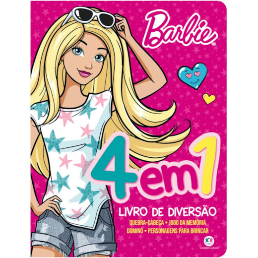 Livro Cartonado Barbie - 4 em 1 - Livro de diversão