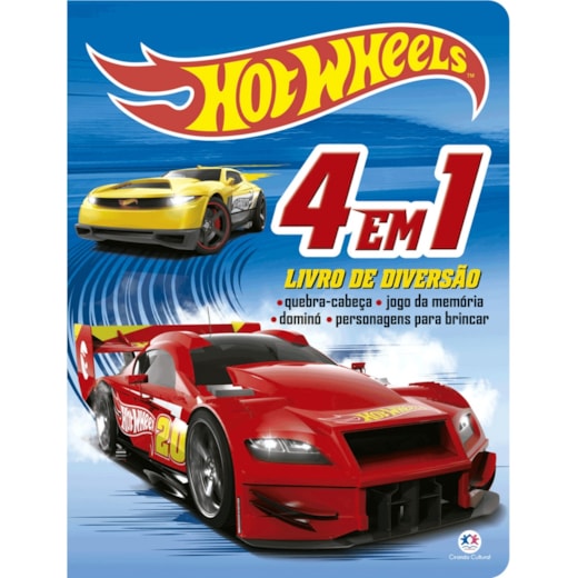 Livro Cartonado Hot Wheels - 4 em 1 - Livro de diversão