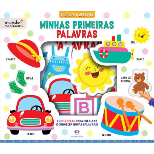 Livro Cartonado Minhas primeiras palavras - Livro com peças para encaixar e aprender
