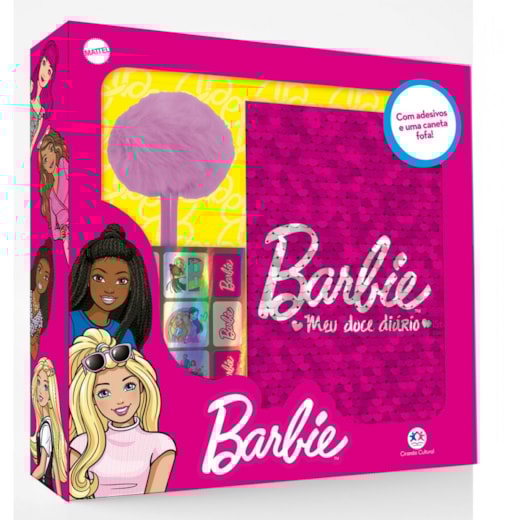 Livro Diário com caneta decorada + adesivos Barbie - Meu doce livro diário