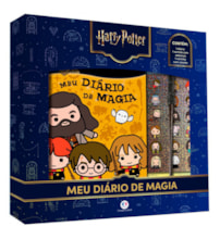 Livro Diário com caneta decorada + adesivos Harry Potter - Meu Diário de Magia com Varinha-Caneta e Adesivos