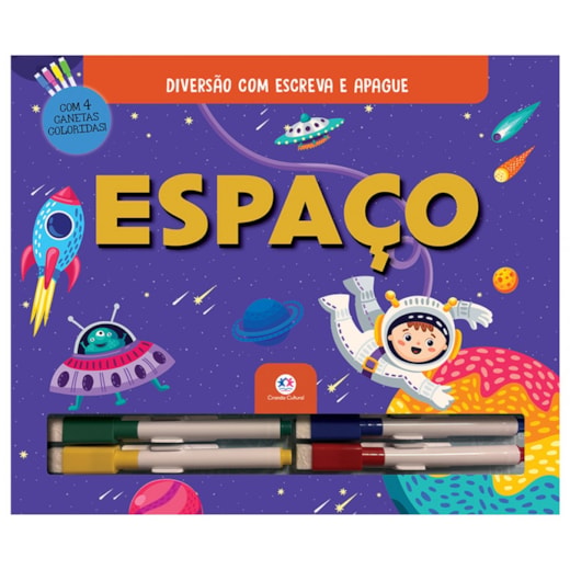 Livro Escreva e apague Espaço - Com canetas coloridas para escrever a apagar