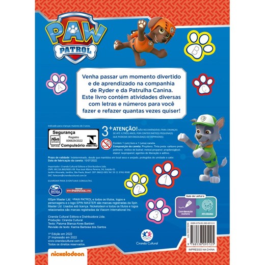 Kit diversão - livro patrulha canina + jogos, pintando E brincando  alfabetização 4 em Promoção na Americanas