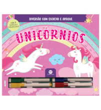 Livro Escreva e apague Unicórnios - Com canetas coloridas para escrever a apagar