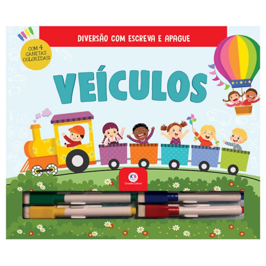 Livro Escreva e apague Veículos - Com canetas coloridas para escrever a apagar