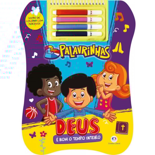Livro Espiral recortado com canetinhas 3 Palavrinhas - Deus é bom o tempo inteiro