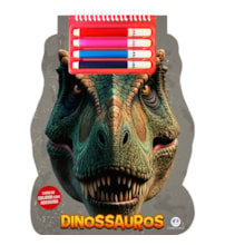 Livro Espiral recortado com canetinhas Dinossauros: Livro de Colorir com Adesivos e Canetinhas