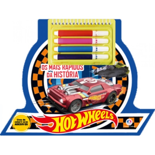 Livro Espiral recortado com canetinhas Hot Wheels - Os mais rápidos da história