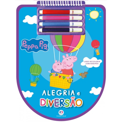Livro Espiral recortado com canetinhas Peppa Pig - Alegria e diversão