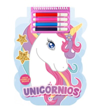 Livro Espiral recortado com canetinhas Unicórnios: Livro de Colorir com Adesivos e Canetinhas