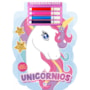 Livro Espiral recortado com canetinhas Unicórnios: Livro de Colorir com Adesivos e Canetinhas