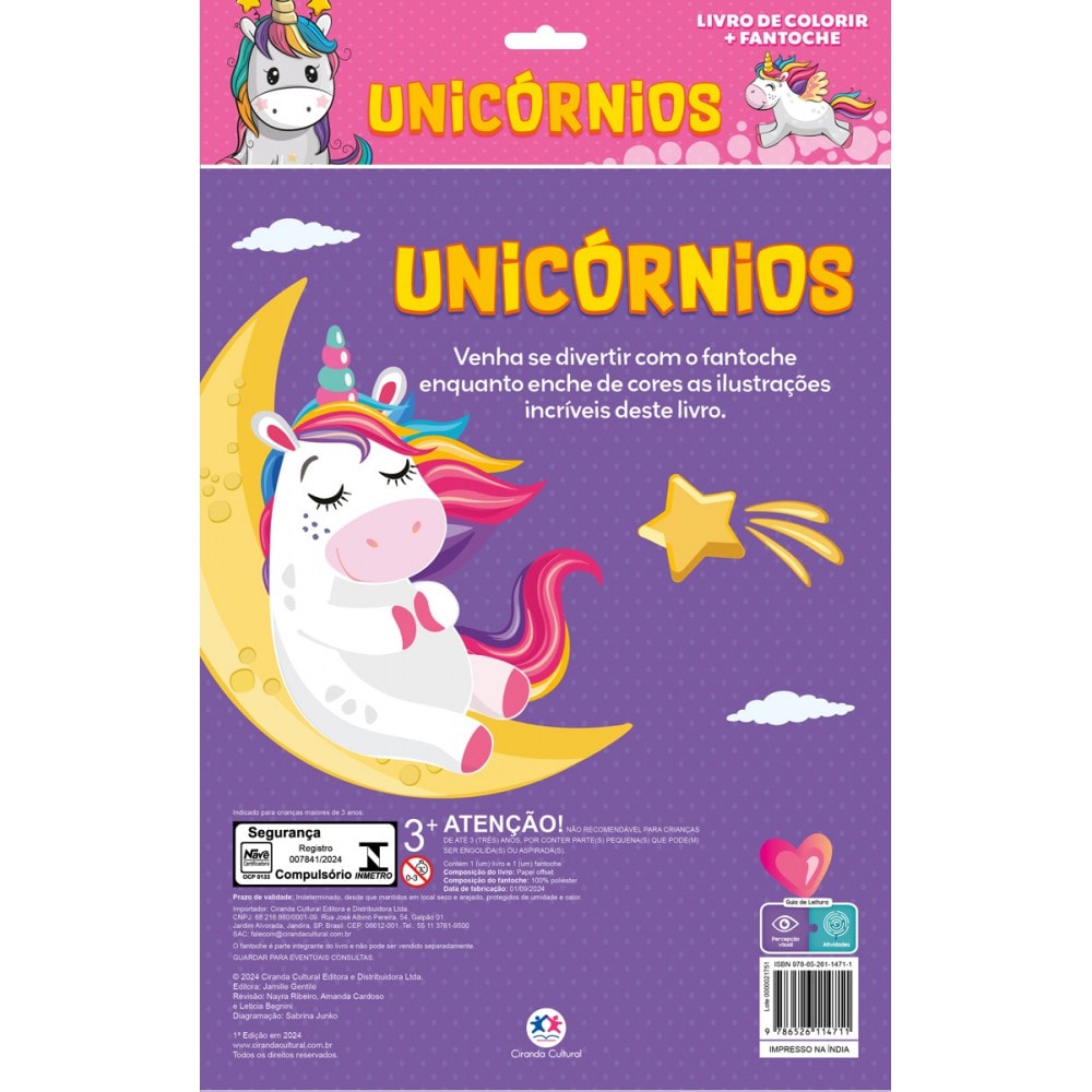 Livro Fantoche Unicórnios - Ciranda Cultural