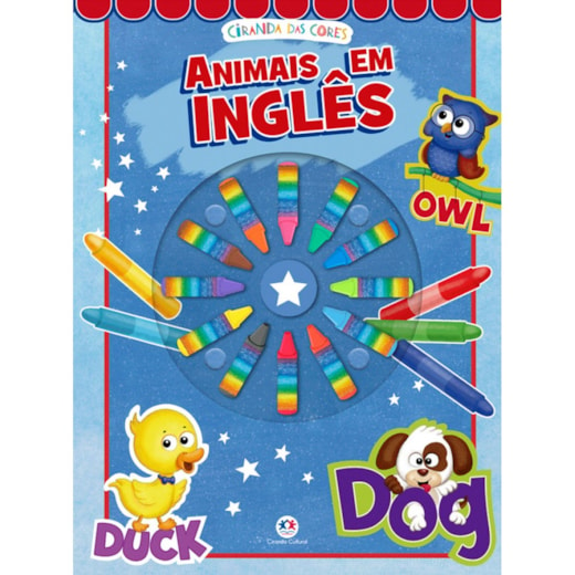 Livro Giz de cera Animais em inglês