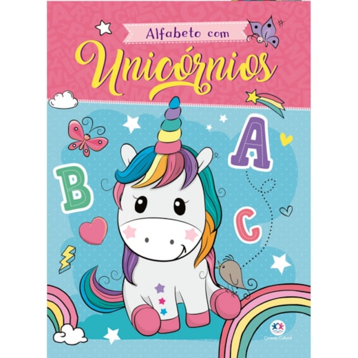 Livro Grampeado Alfabeto com unicórnios