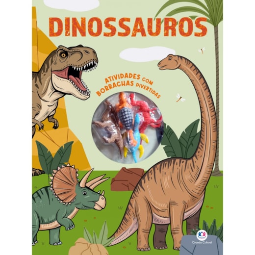 Livro Grampeado Dinossauros - Livro de atividades com borrachas divertidas em formato de dinossauro