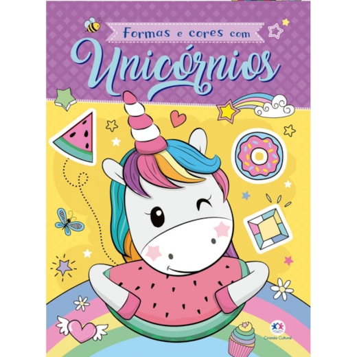 Livro Grampeado Formas e cores com unicórnios