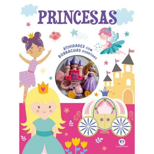 Livro Grampeado Princesas - Livro de atividades com borrachas divertidas em formato de princesas