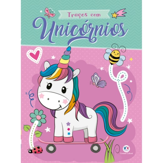 Livro Grampeado Traços com unicórnios