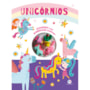 Livro Grampeado Unicórnios - Livro de atividades com borrachas divertidas em formato de unicórnios
