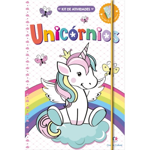 Livro Kit de atividades + lápis de cor Unicórnios