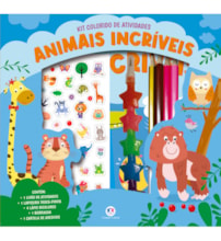 Livro Kit de colorir Animais incríveis - Kit livro com lapiseira, lápis borracha e adesivos