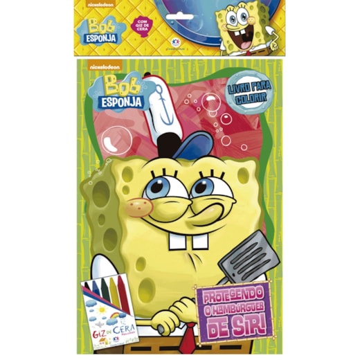 Livro Kit de colorir Bob Esponja - com giz de cera