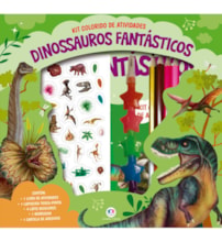 Livro Kit de colorir Dinossauros fantásticos - Kit livro com lapiseira, lápis borracha e adesivos